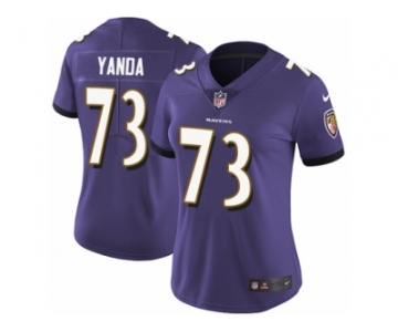 Women's Nike Baltimore Ravens #73 Marshal Yanda Vapor Untouchable Limited Purple Team Color NFL Jersey