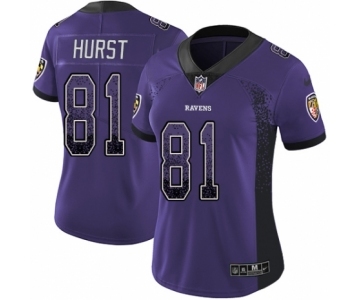 Women's Nike Baltimore Ravens #81 Hayden Hurst Limited Purple Rush Drift Fashion NFL Jersey