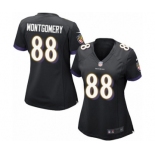 Women's Nike Baltimore Ravens #88 Ty Montgomery Game Black Alternate NFL Jersey