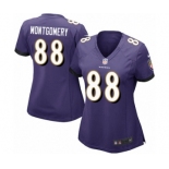 Women's Nike Baltimore Ravens #88 Ty Montgomery Game Purple Team Color NFL Jersey