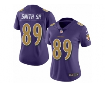 Women's Nike Baltimore Ravens #89 Steve Smith Sr Limited Purple Rush NFL Jersey