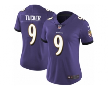 Women's Nike Baltimore Ravens #9 Justin Tucker Vapor Untouchable Limited Purple Team Color NFL Jersey