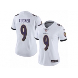 Women's Nike Baltimore Ravens #9 Justin Tucker Vapor Untouchable Limited White NFL Jersey