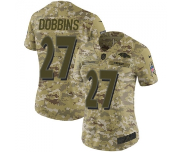 Women's Nike Ravens #27 J.K. Dobbins Camo Stitched NFL Limited 2018 Salute To Service Jersey