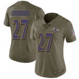 Women's Nike Ravens #27 J.K. Dobbins Olive Stitched NFL Limited 2017 Salute To Service Jersey