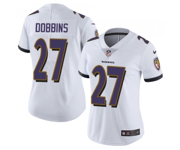 Women's Nike Ravens #27 J.K. Dobbins White Stitched NFL Vapor Untouchable Limited Jersey