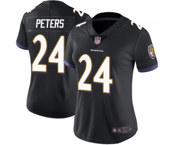 Women's  Ravens #24 Marcus Peters Black Alternate Stitched Football Vapor Untouchable Limited Jersey