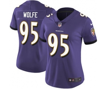 Women's Ravens #95 Derek Wolfe Purple Team Color Stitched Football Vapor Untouchable Limited Jersey