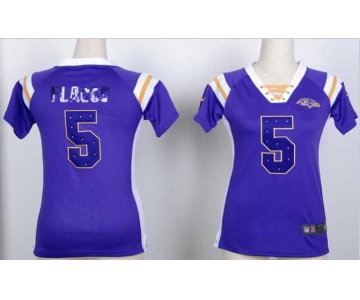 nike women jerseys baltimore ravens #5 joe flacco purple[fashion Rhinestone sequins]