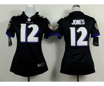 nike women nfl jerseys baltimore ravens #12 jones black[nike]