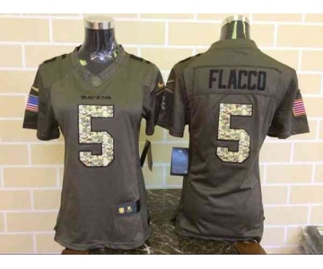 nike women nfl jerseys baltimore ravens #5 flacco army green[nike Limited Salute To Service]