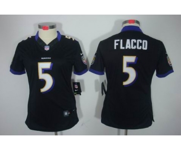 nike women nfl jerseys baltimore ravens #5 flacco black[nike limited]