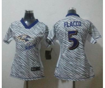 nike women nfl jerseys baltimore ravens #5 flacco [fem fan zebra]