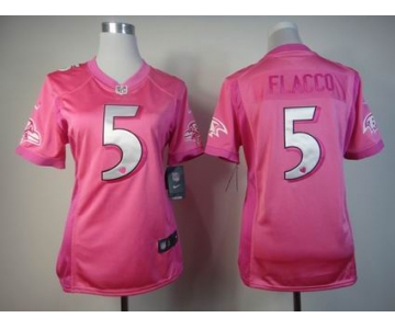 nike women nfl jerseys baltimore ravens #5 flacco pink[nike love's]