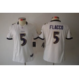 nike women nfl jerseys baltimore ravens #5 flacco white[nike limited]