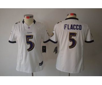 nike women nfl jerseys baltimore ravens #5 flacco white[nike limited]