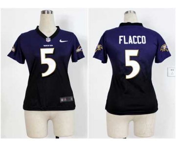 nike women nfl jerseys baltimore ravens #5 joe flacco purple-grey[nike drift fashion][second version]