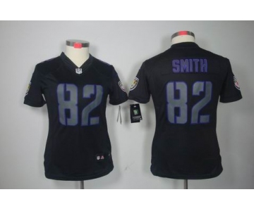 nike women nfl jerseys baltimore ravens #82 smith black[nike impact limited]