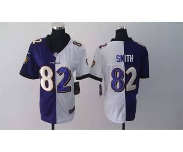 nike women nfl jerseys baltimore ravens #82 smith white-purple [nike split]