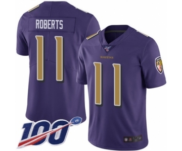 Youth Baltimore Ravens #11 Seth Roberts Limited Purple Rush Vapor Untouchable 100th Season Football Jersey