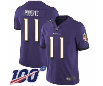 Youth Baltimore Ravens #11 Seth Roberts Purple Team Color Vapor Untouchable Limited Player 100th Season Football Jersey