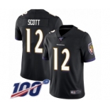 Youth Baltimore Ravens #12 Jaleel Scott Black Alternate Vapor Untouchable Limited Player 100th Season Football Jersey