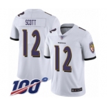 Youth Baltimore Ravens #12 Jaleel Scott White Vapor Untouchable Limited Player 100th Season Football Jersey