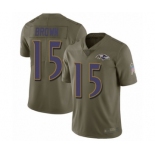 Youth Baltimore Ravens #15 Marquise Brown Limited Olive 2017 Salute to Service Football Jersey