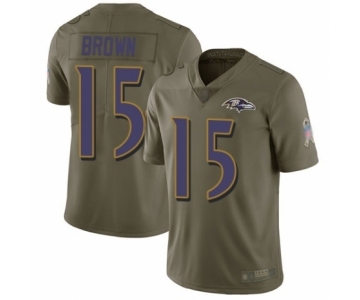 Youth Baltimore Ravens #15 Marquise Brown Limited Olive 2017 Salute to Service Football Jersey