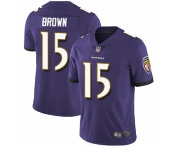 Youth Baltimore Ravens #15 Marquise Brown Purple Team Color Vapor Untouchable Limited Player Football Jersey