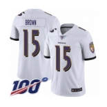 Youth Baltimore Ravens #15 Marquise Brown White Vapor Untouchable Limited Player 100th Season Football Jersey