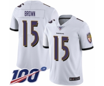 Youth Baltimore Ravens #15 Marquise Brown White Vapor Untouchable Limited Player 100th Season Football Jersey