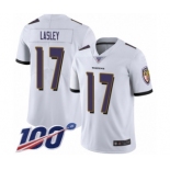 Youth Baltimore Ravens #17 Jordan Lasley White Vapor Untouchable Limited Player 100th Season Football Jersey