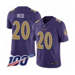 Youth Baltimore Ravens #20 Ed Reed Limited Purple Rush Vapor Untouchable 100th Season Football Jersey