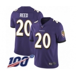 Youth Baltimore Ravens #20 Ed Reed Purple Team Color Vapor Untouchable Limited Player 100th Season Football Jersey