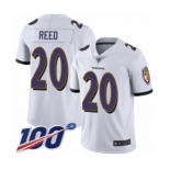 Youth Baltimore Ravens #20 Ed Reed White Vapor Untouchable Limited Player 100th Season Football Jersey