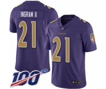 Youth Baltimore Ravens #21 Mark Ingram II Limited Purple Rush Vapor Untouchable 100th Season Football Jersey