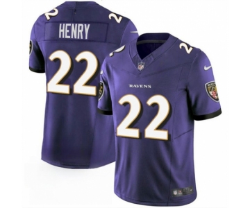 Youth Baltimore Ravens #22 Derrick Henry Purple 2023 F.U.S.E. Vapor Limited Football Stitched Jersey