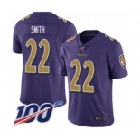 Youth Baltimore Ravens #22 Jimmy Smith Limited Purple Rush Vapor Untouchable 100th Season Football Jersey