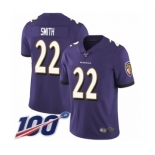 Youth Baltimore Ravens #22 Jimmy Smith Purple Team Color Vapor Untouchable Limited Player 100th Season Football Jersey