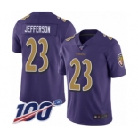 Youth Baltimore Ravens #23 Tony Jefferson Limited Purple Rush Vapor Untouchable 100th Season Football Jersey