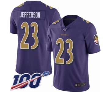 Youth Baltimore Ravens #23 Tony Jefferson Limited Purple Rush Vapor Untouchable 100th Season Football Jersey