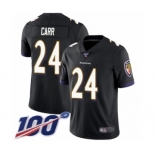 Youth Baltimore Ravens #24 Brandon Carr Black Alternate Vapor Untouchable Limited Player 100th Season Football Jersey