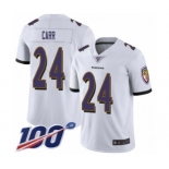 Youth Baltimore Ravens #24 Brandon Carr White Vapor Untouchable Limited Player 100th Season Football Jersey