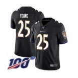 Youth Baltimore Ravens #25 Tavon Young Black Alternate Vapor Untouchable Limited Player 100th Season Football Jersey