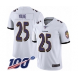 Youth Baltimore Ravens #25 Tavon Young White Vapor Untouchable Limited Player 100th Season Football Jersey