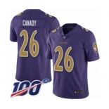 Youth Baltimore Ravens #26 Maurice Canady Limited Purple Rush Vapor Untouchable 100th Season Football Jersey