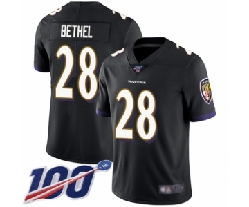 Youth Baltimore Ravens #28 Justin Bethel Black Alternate Vapor Untouchable Limited Player 100th Season Football Jersey