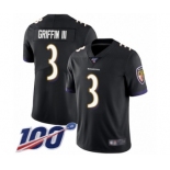 Youth Baltimore Ravens #3 Robert Griffin III Black Alternate Vapor Untouchable Limited Player 100th Season Football Jersey