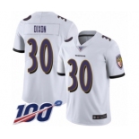 Youth Baltimore Ravens #30 Kenneth Dixon White Vapor Untouchable Limited Player 100th Season Football Jersey